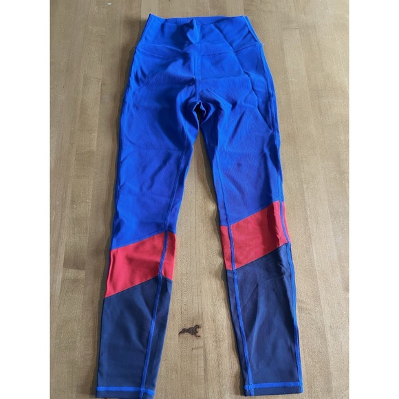 Wilo The Label Pants - Wilo the Label Women's Ribbed 7/8 Leggings Cobalt Blue Red Size S Small Run Yoga